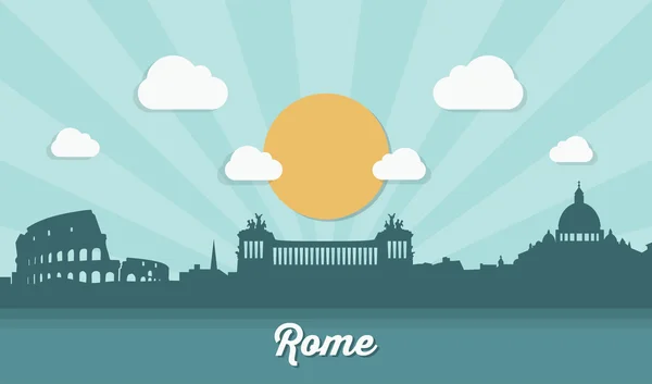 Roma manzarası - düz tasarım — Stok Vektör
