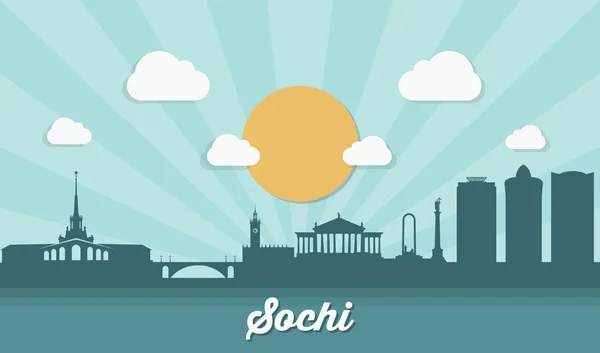 Skyline di Sochi - design piatto — Vettoriale Stock