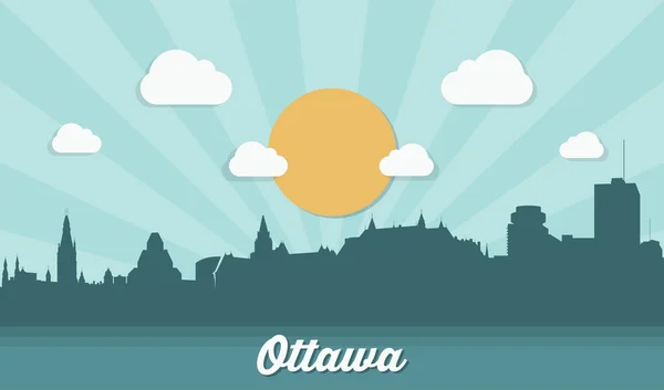 Skyline d'Ottawa - design plat — Image vectorielle