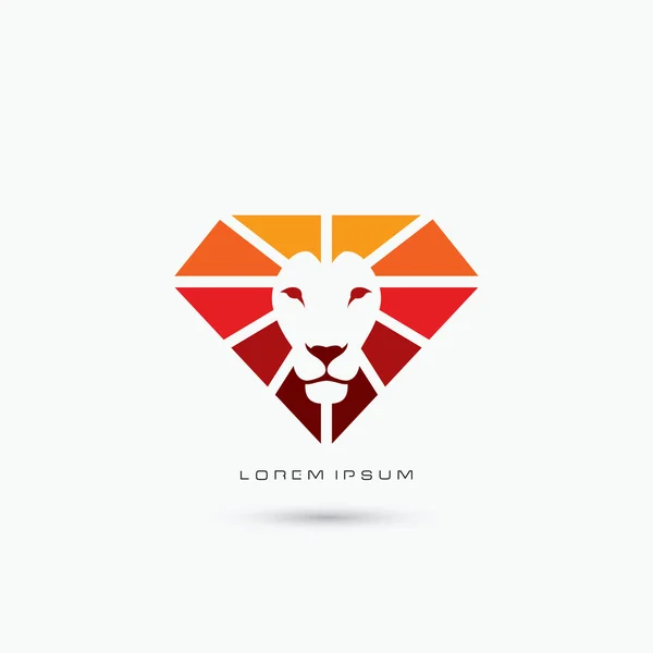 Fuego diamante león símbolo — Vector de stock