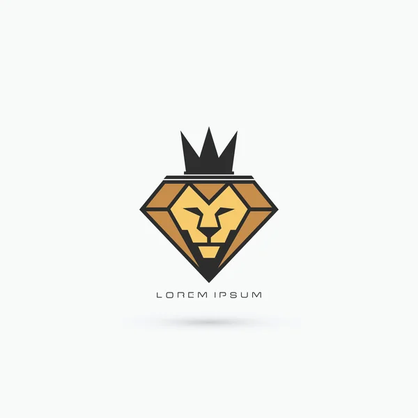 Diamant Löwe mit Krone Symbol — Stockvektor