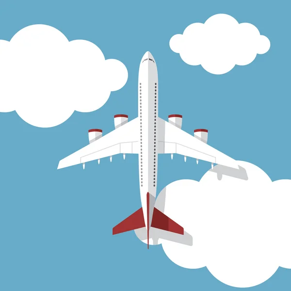 Airplane flying above the clouds — Stock Vector