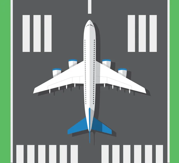 White Airplane on the runway — Stock Vector