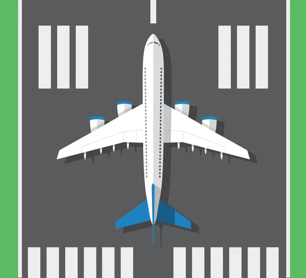 Aereo bianco sulla pista — Vettoriale Stock