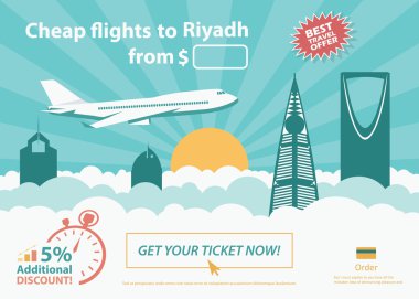 Flat travel banner - Riyadh clipart