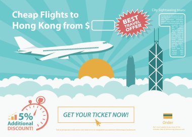 Flat travel banner - Hong Kong