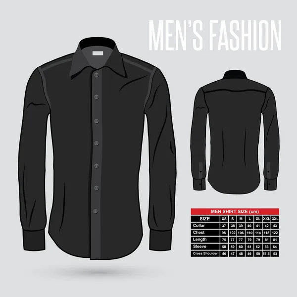 Camisa de vestido preto dos homens — Vetor de Stock