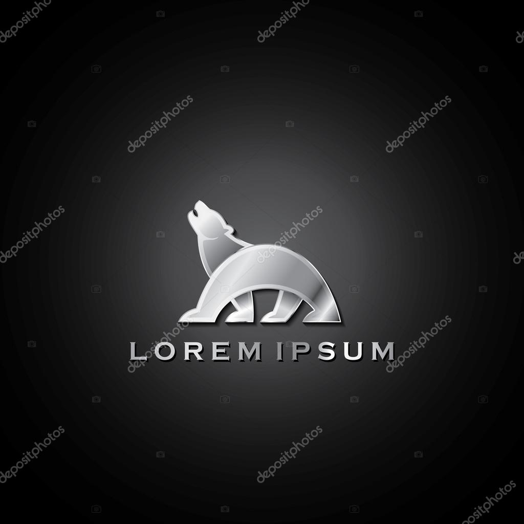 Silver bear symbol - vector illustration