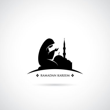Müslüman kadın dua eden sembolü