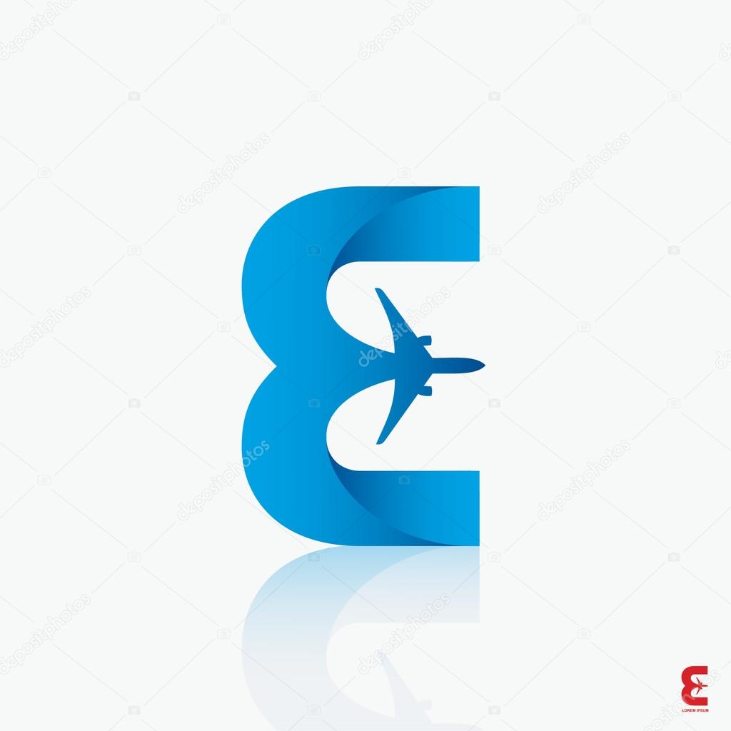 Airline logo design with capital letter E