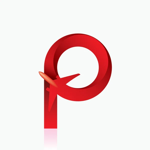 Conception du logo de la compagnie aérienne avec lettre "p " — Image vectorielle