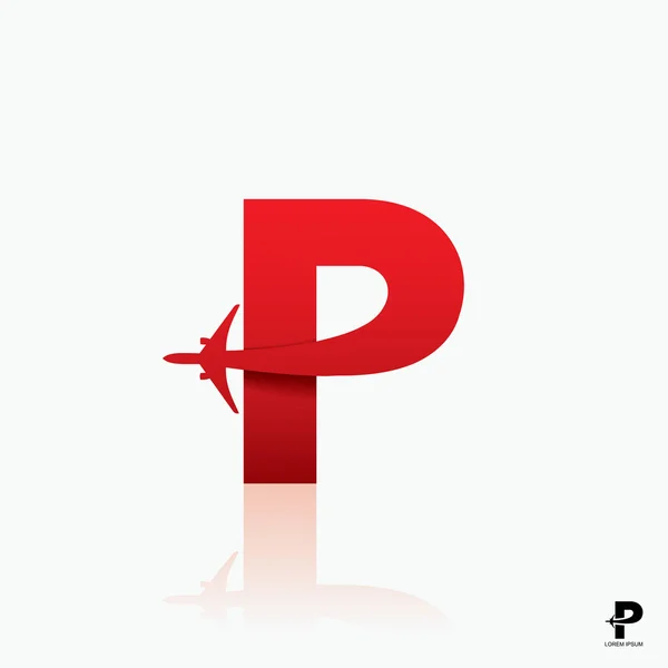 Дизайн логотипа авиакомпании с буквой "p " — стоковый вектор