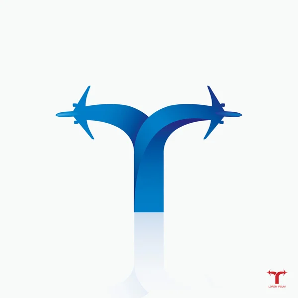 Diseño del logotipo de la aerolínea con letra "T " — Archivo Imágenes Vectoriales