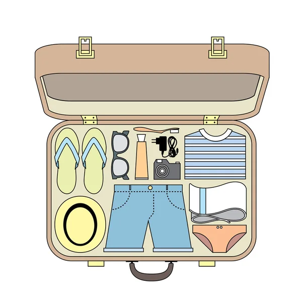 Maleta delgada para vacaciones de verano — Vector de stock