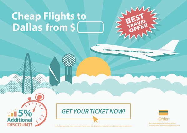Flat travel banner - Dallas