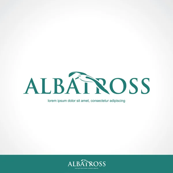 Albatros letící popisek — Stockový vektor