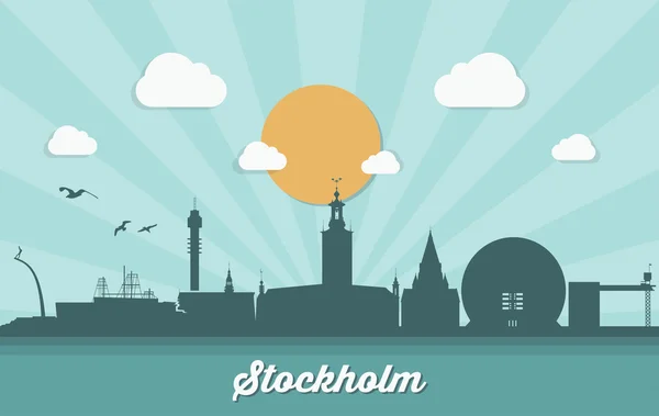 Achtergrond van de skyline van Stockholm — Stockvector