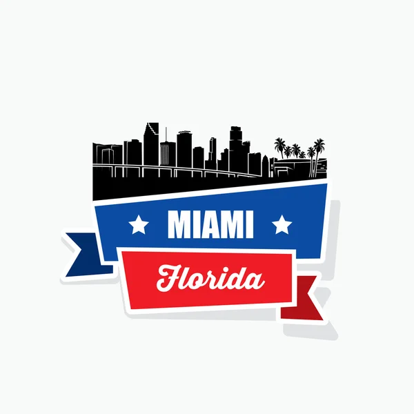Bannière de ruban d'horizon Miami — Image vectorielle