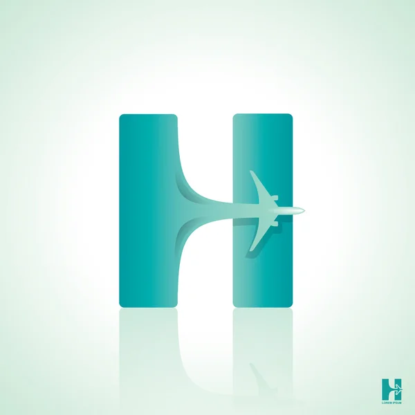 大文字の"H と航空会社のロゴの設計" — ストックベクタ