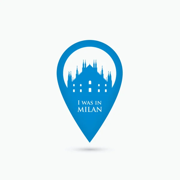 Milan, İtalya, konumu PIN — Stok Vektör