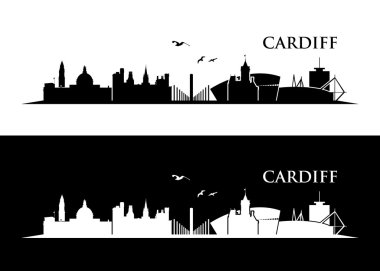 Cardiff skyline silhouette clipart