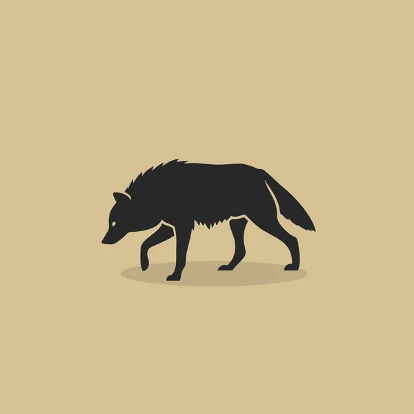 Silueta de lobo negro — Vector de stock