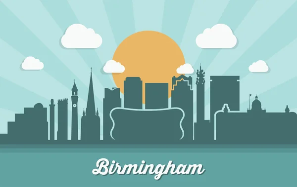 Skyline della città di Birmingham — Vettoriale Stock