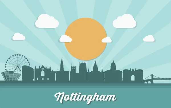 Nottingham város skyline — Stock Vector