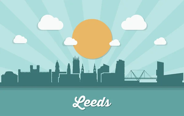 Leeds városkép illusztráció — Stock Vector