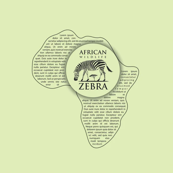Zebra com texto em forma de África — Vetor de Stock
