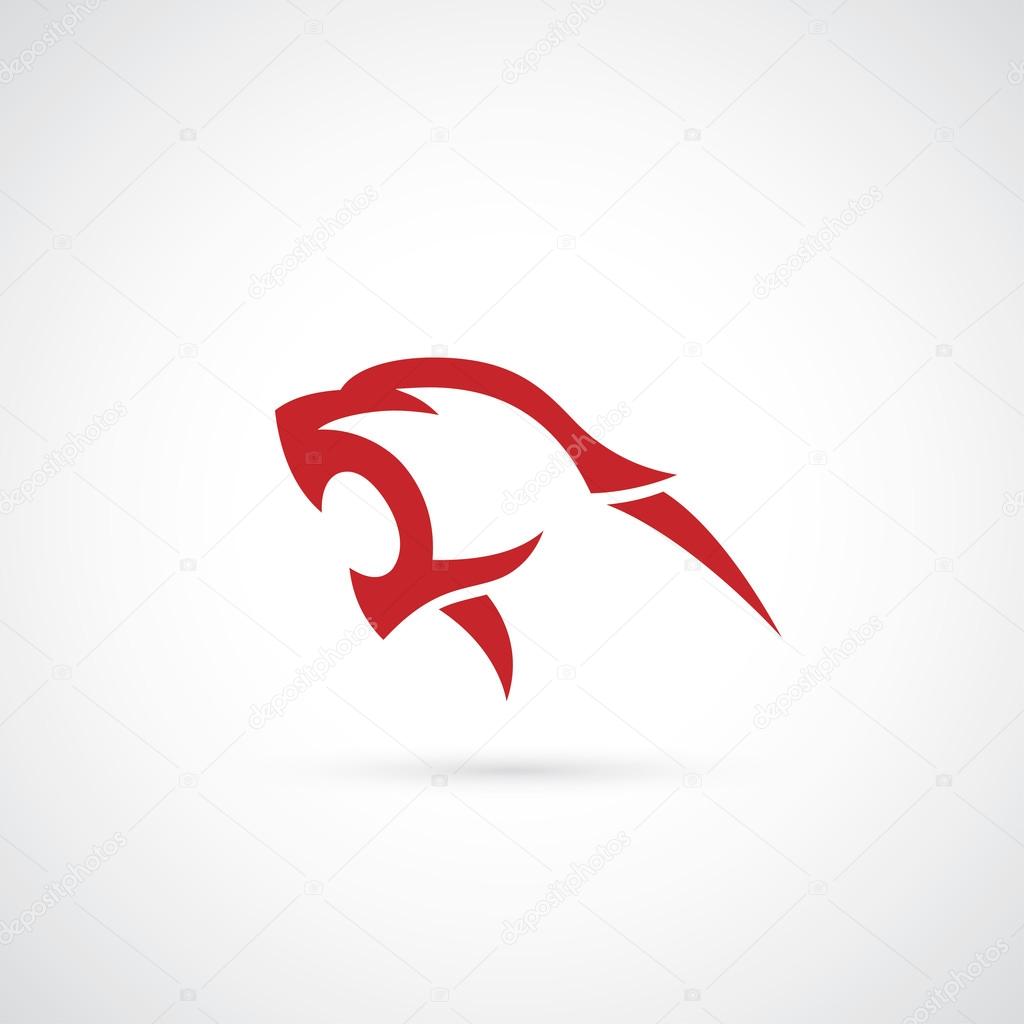 Red panther symbol - vector illustration