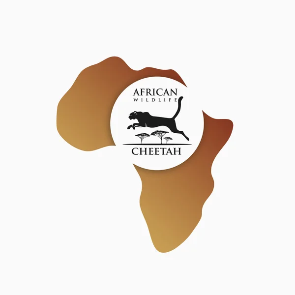 Cheetah in vorm van Afrika continent — Stockvector