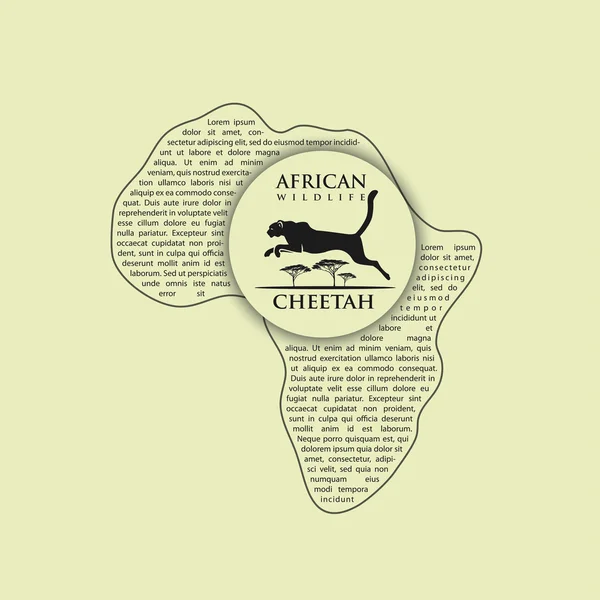 Cheetah in vorm van Afrika continent — Stockvector