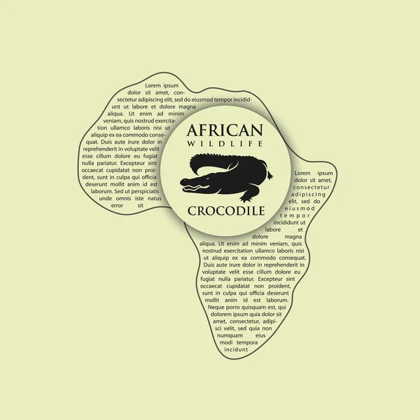 Crocodilo em forma de continente africano — Vetor de Stock