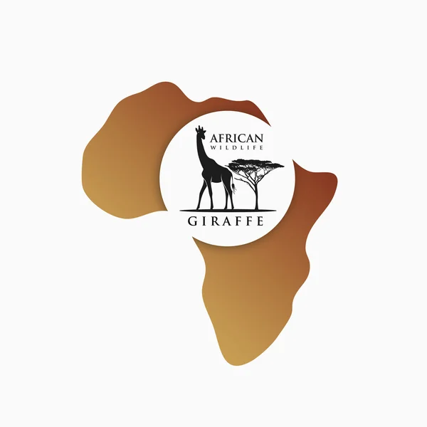 Giraffe in vorm van Afrika continent — Stockvector