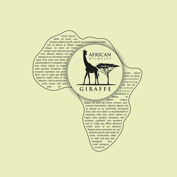 Giraffe in vorm van Afrika continent — Stockvector