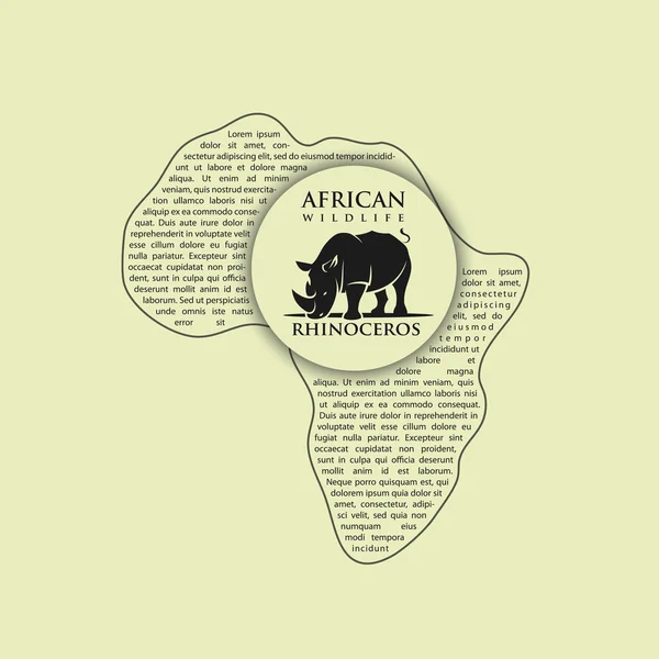 Rhino i form av Afrika kontinent — Stock vektor