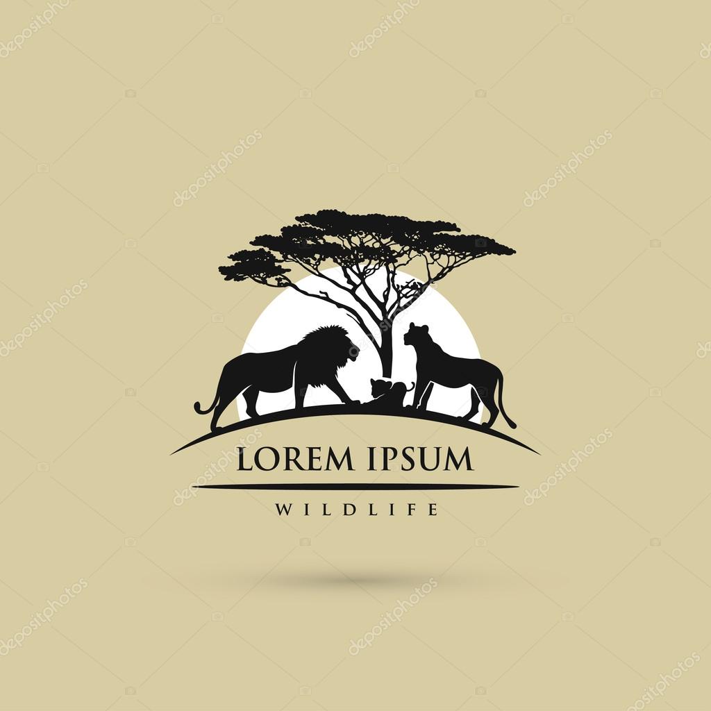 Lion family symbol - vector illustration