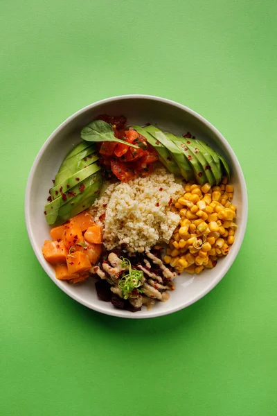 Closeup View Plate Couscous Vegetable Pieces — Stok Foto
