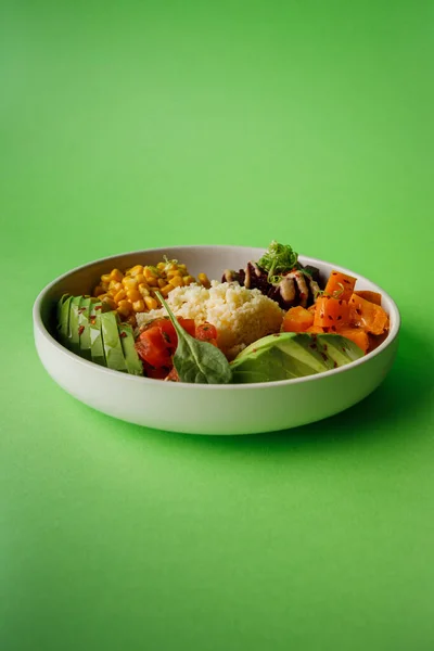 Closeup View Plate Couscous Vegetable Pieces — Stock Photo, Image