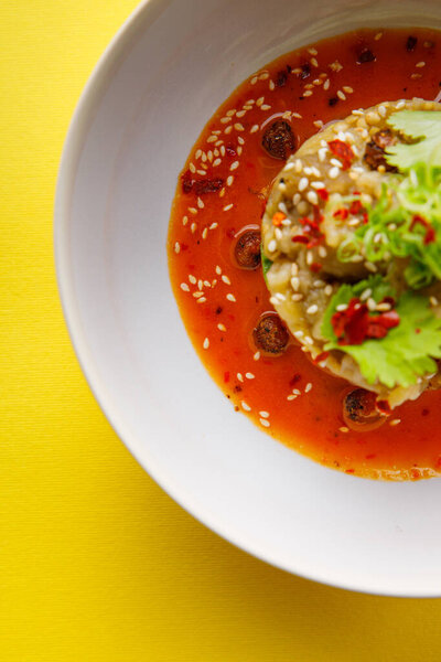 Closeup View Delicious Vegetables Sauce Stock Photo