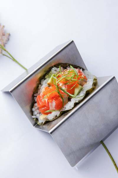 Japanese Food Taco Sushi Served Restaurant High Quality Photo Stock Picture
