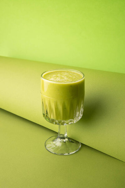Closeup View Glass Green Juice Detox Concept Stock Image