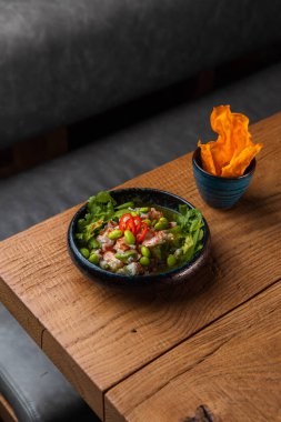 Ispanak tabağıyla fasulye yakın plan görüntüsü