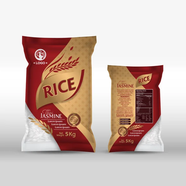 Rice Package Mockup Tayland Gıda Ürünleri, vektör illüstrasyonu
