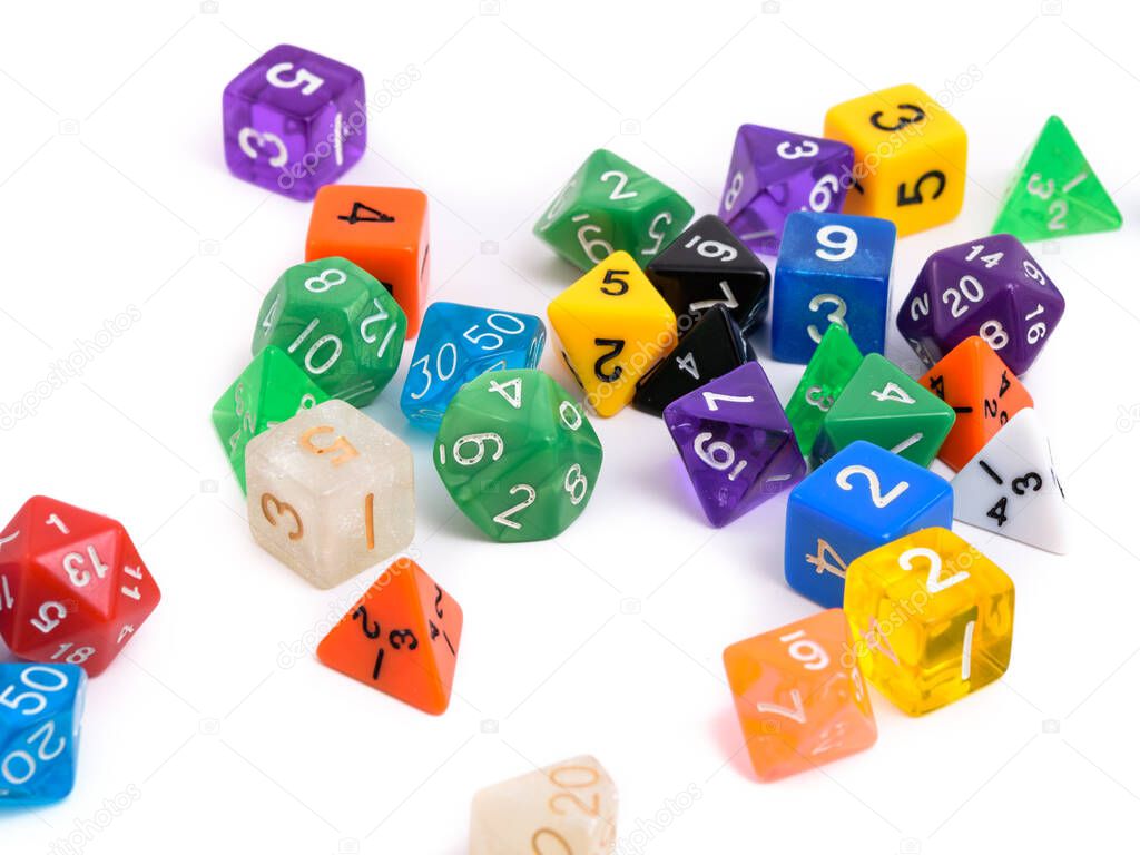 Game dice on a white background