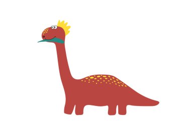 Güzel bir dinozorun vektör çizimi. Çocuk modası için çizgi film çizimi. Güzel bir pankart ya da kartpostala karşılık eski sevimli bir hayvan..