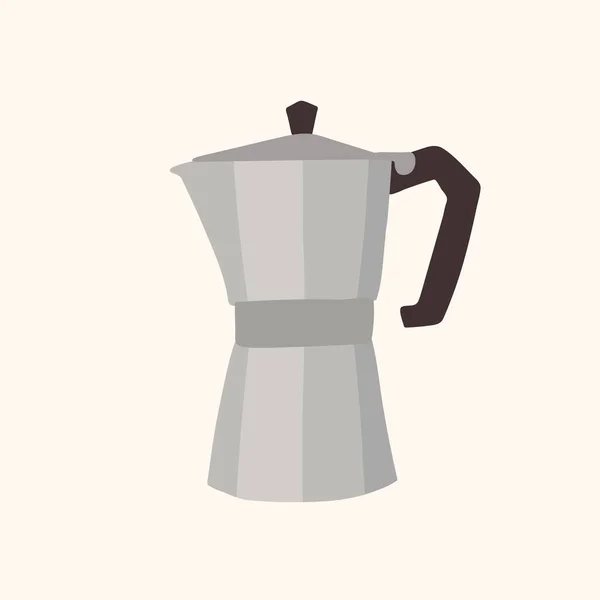 Милый Гейзер кофеварка. Плакат для кафе или ресторана со вкусом напитка на кухне. Симпатичный кофейный сосуд: капучино, утренний, латте, эспрессо, черный в плоском стиле. Векторная иллюстрация — стоковый вектор