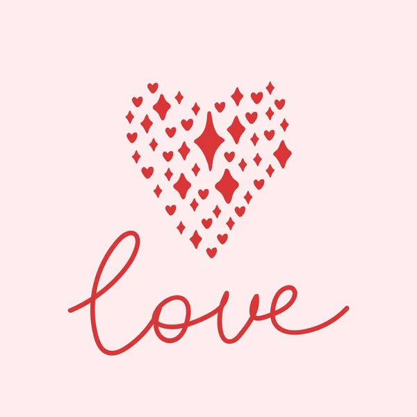 Bonita tarjeta con corazón. Bonito cartel con letras de amor. Imagen de Corazones para seres queridos y cartas de un amante. Un regalo para San Valentín, amor, romance. — Archivo Imágenes Vectoriales