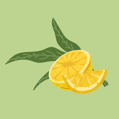 Yapraklı narenciye resimleri. Yaz restoranı menüsü için sulu limon..